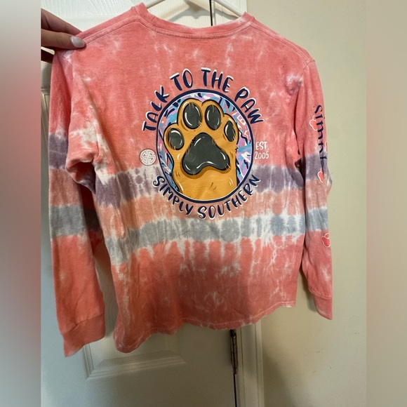 Simply Southern Kids Tie-Dye Long Sleeve Shirt - Coral and Gray - Picture 2 of 3